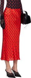 Marine Serre Red Moon Satin Midi Skirt