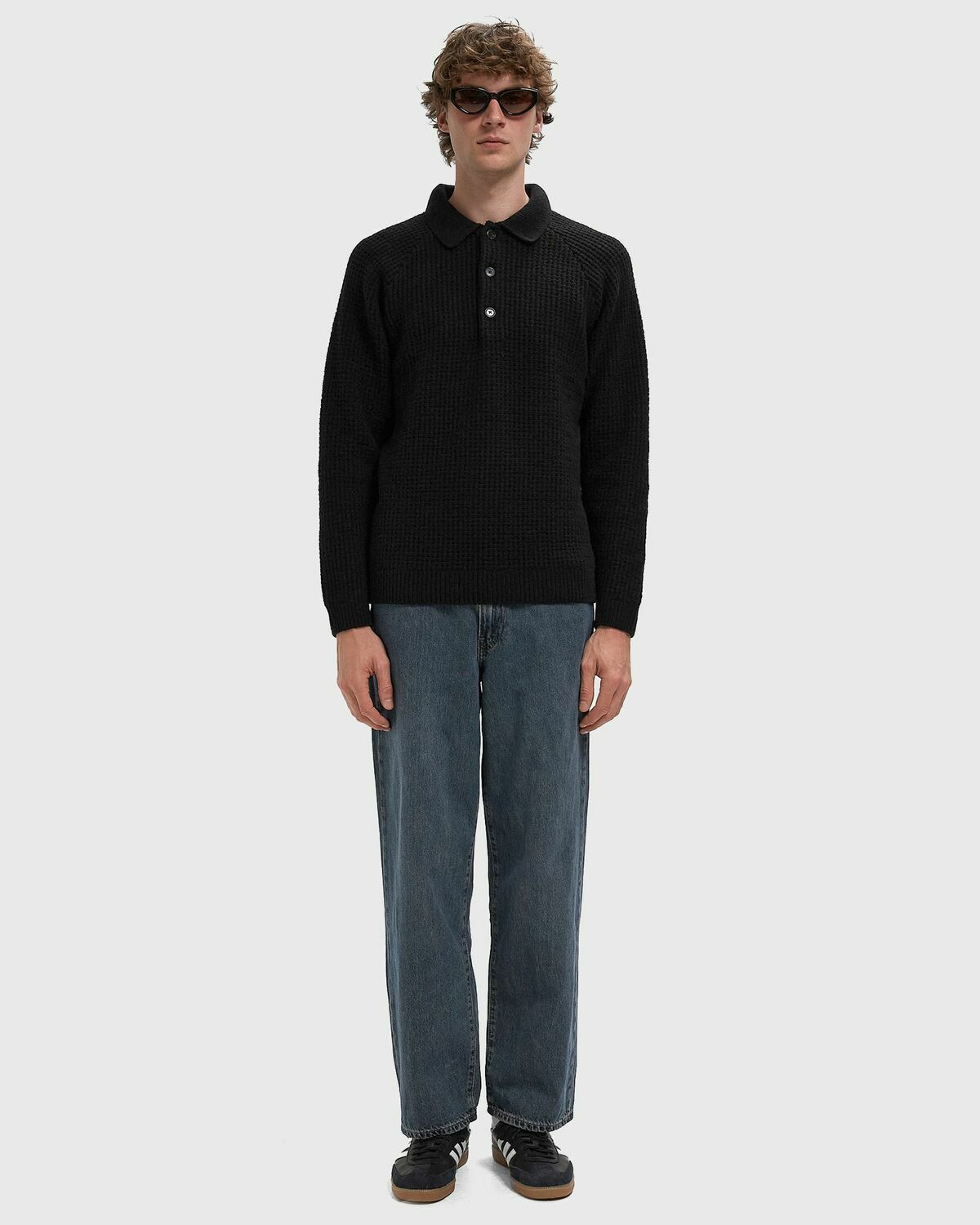 CLOSED KNITTED POLO Black Men