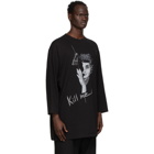 Yohji Yamamoto Black Kill Me Print Big Long Sleeve T-Shirt