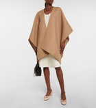 Ferragamo - Leather-trimmed wool poncho