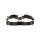 Versace Black Leather Medusa Chain Pool Slides