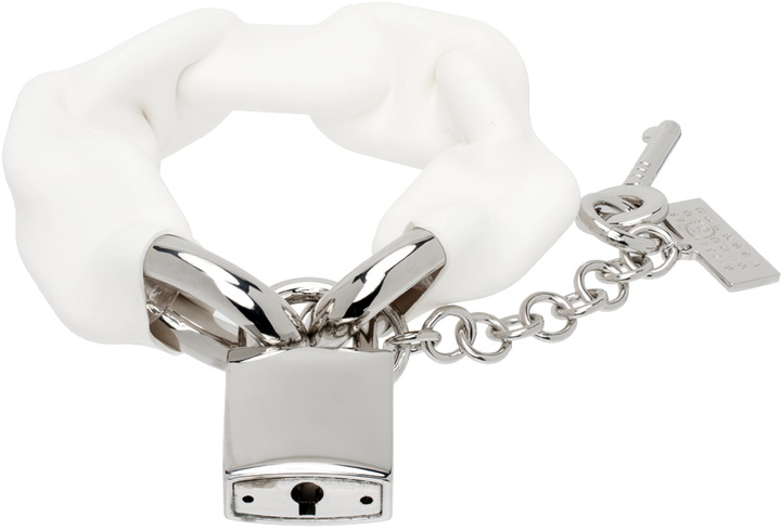 Photo: MM6 Maison Margiela White & Silver Cover Bracelet