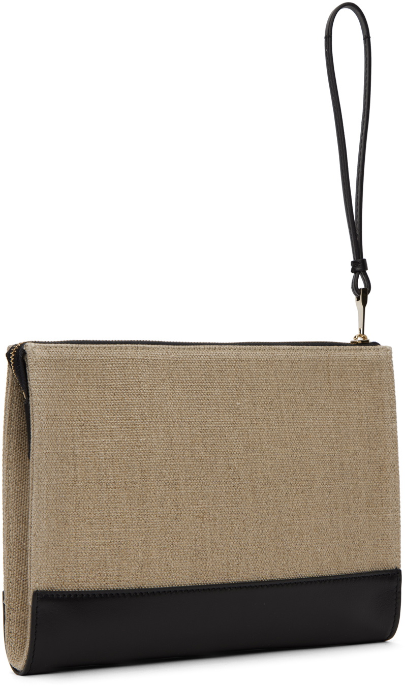 Sense Small Linen And Leather Clutch in Brown - Chloe