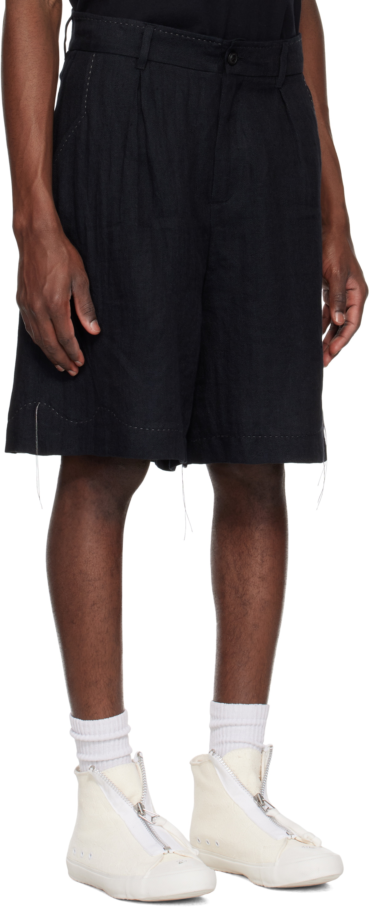 Professor.E Black Pleated Shorts