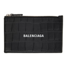 Balenciaga Black Croc Zip Cash Wallet