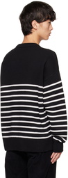 AMI Alexandre Mattiussi Black Ami de Cœur Striped Sweater