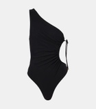 Saint Laurent Gathered one-shoulder swimsuit