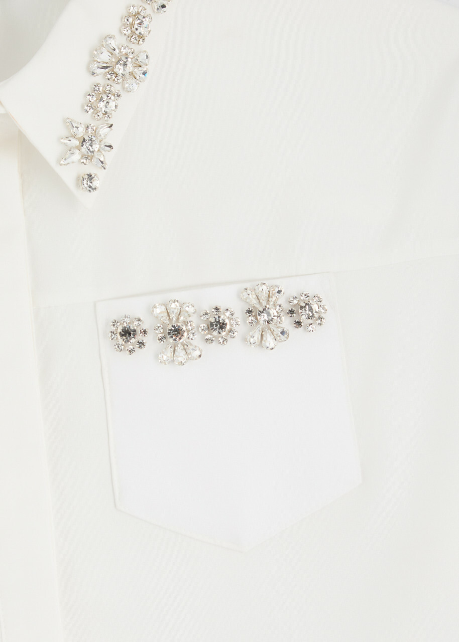 Huishan Zhang Logan Crystal-embellished Faille Shirt White