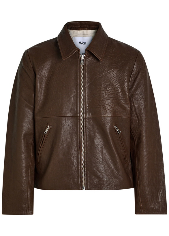 Photo: Won Hundred Dutton Textured Leather Jacket Dark Red