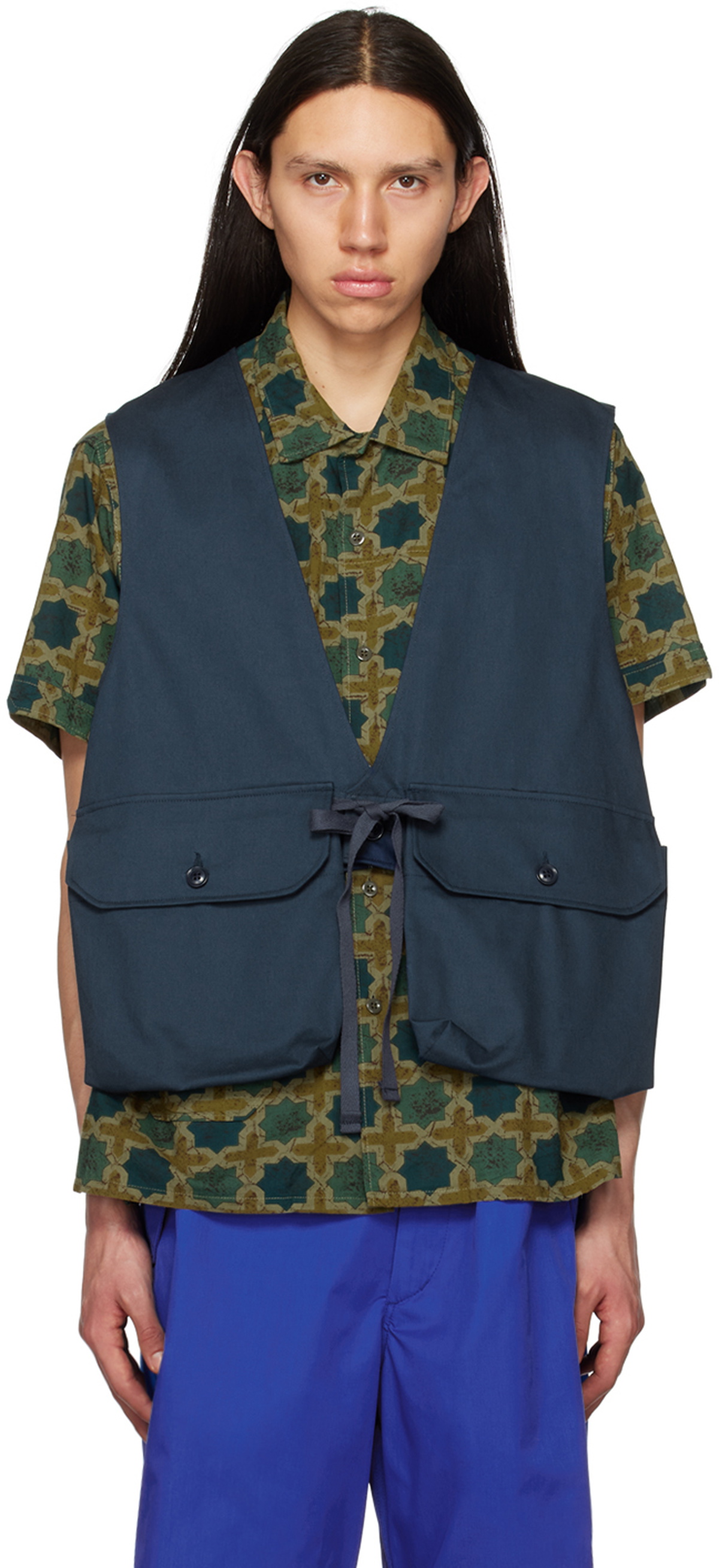 Engineered Garments Navy Bellows Pockets Vest Engineered Garments