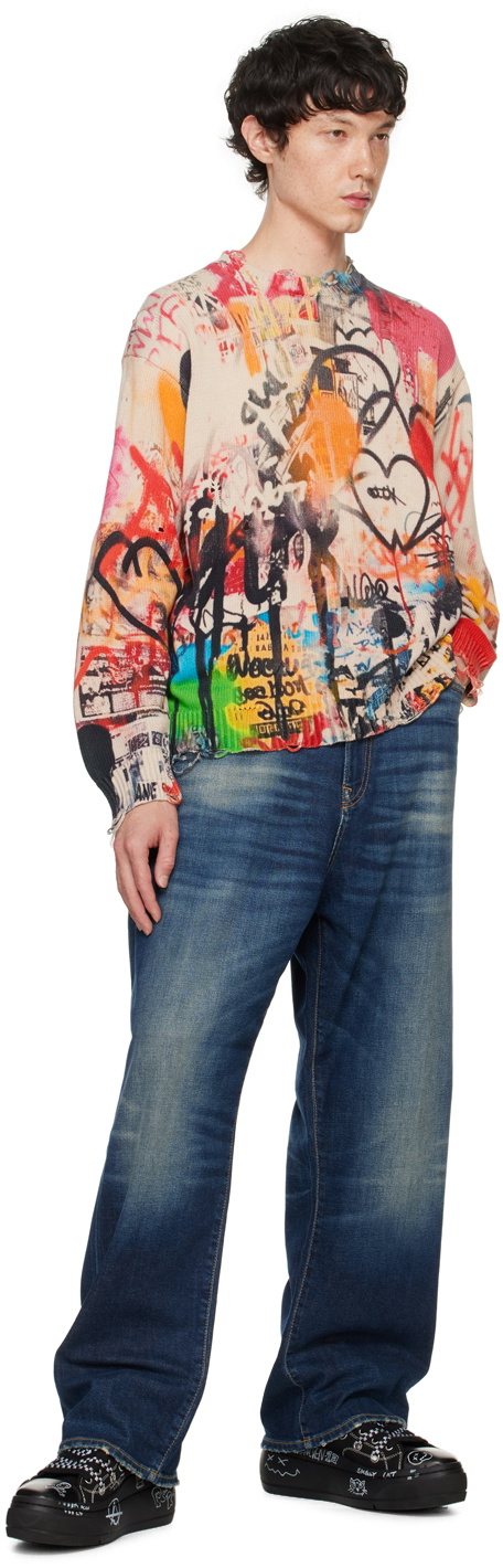 R13 Multicolor Printed Boyfriend Sweater