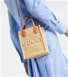 Gucci Mini logo raffia tote bag
