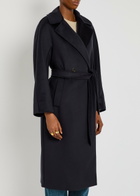 Weekend Max Mara Resina Belted Wool-blend Coat Navy