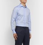 Ermenegildo Zegna - Light-Blue Cutaway-Collar Puppytooth Cotton Shirt - Blue
