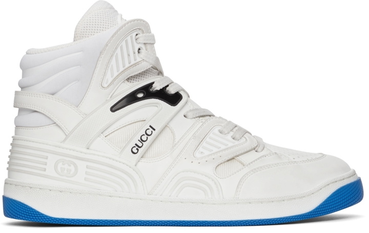 Photo: Gucci White Basket High-Top Sneakers