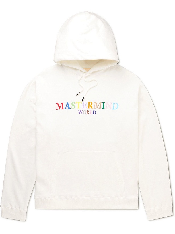 Photo: Mastermind World - Logo-Embroidered Cotton-Jersey Hoodie - White
