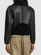 FERRARI - Leather Shearling Jacket W/ Collar