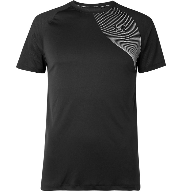 Photo: Under Armour - UA Qualifier Iso-Chill Printed Mesh-Panelled Stretch-Jersey T-Shirt - Black