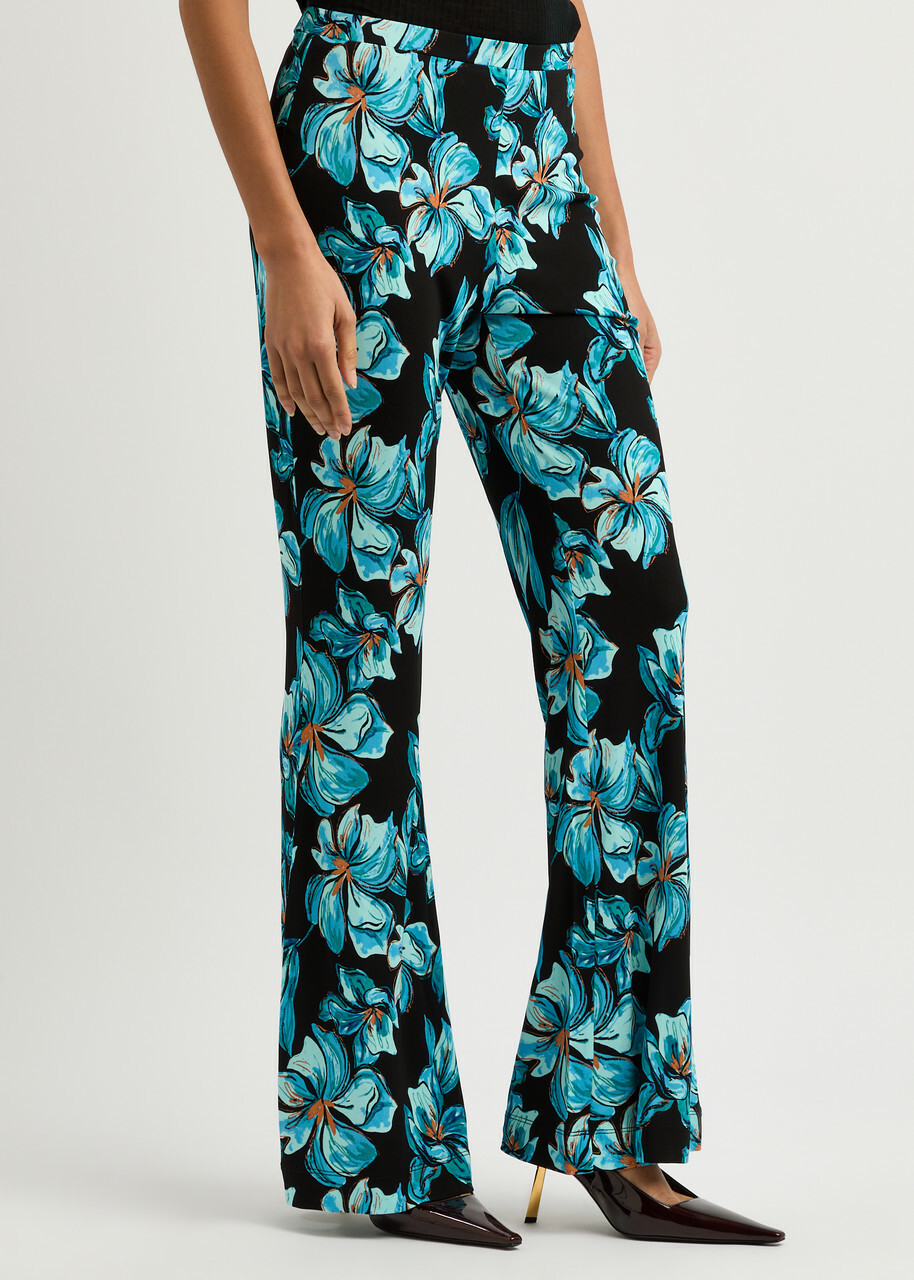 Diane Von Furstenberg Brooklyn Floral-print Jersey Trousers Multicoloured