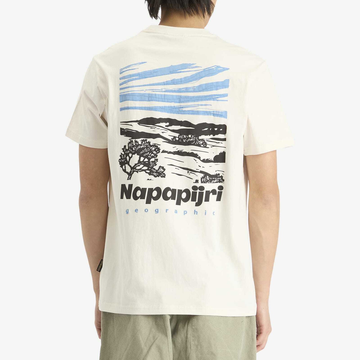 Napapijri Men's Geographic Back Print T-Shirt in White Whisper