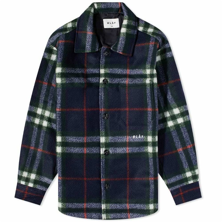 Photo: Olaf Hussein Men's Wooly Plaid Overshirt in Blue Check