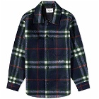Olaf Hussein Men's Wooly Plaid Overshirt in Blue Check