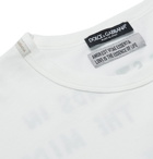 Dolce & Gabbana - Logo-Print Appliquéd Cotton-Jersey T-Shirt - White