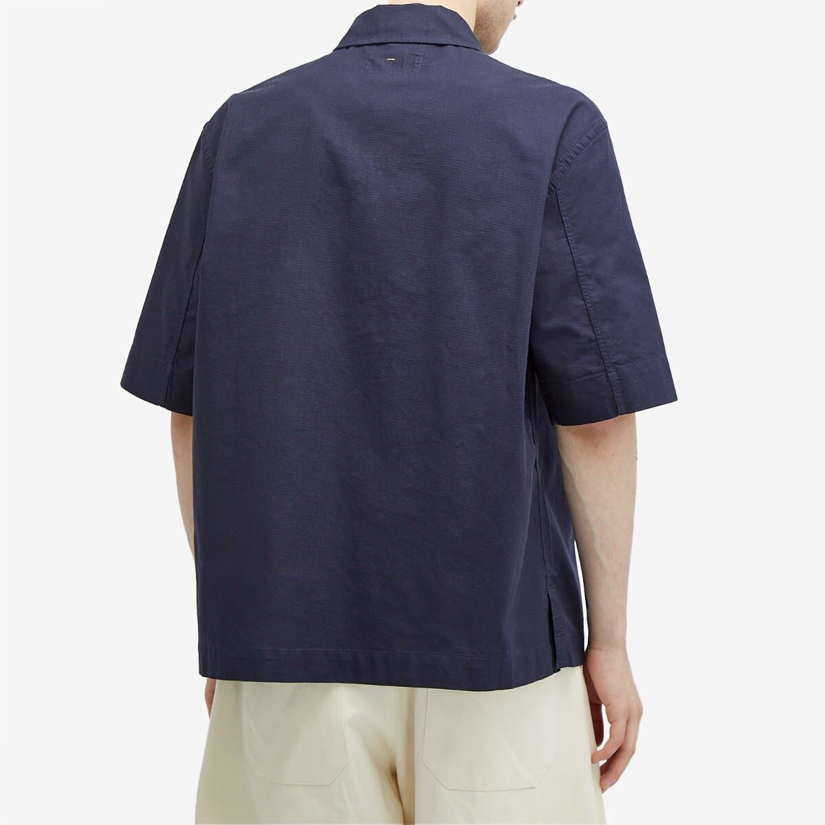 MHL by Margaret Howell Men's Offset Plackett Polo Shirt in Ink