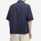 MHL by Margaret Howell Men's Offset Plackett Polo Shirt in Ink