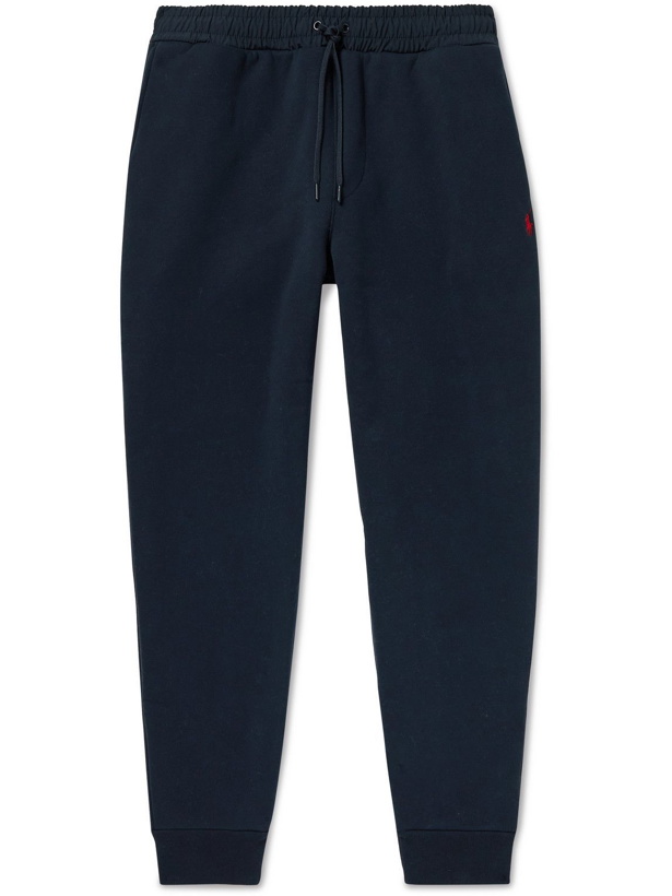 Photo: Polo Ralph Lauren - Slim-Fit Tapered Shell-Trimmed Cotton-Blend Jersey Sweatpants - Blue
