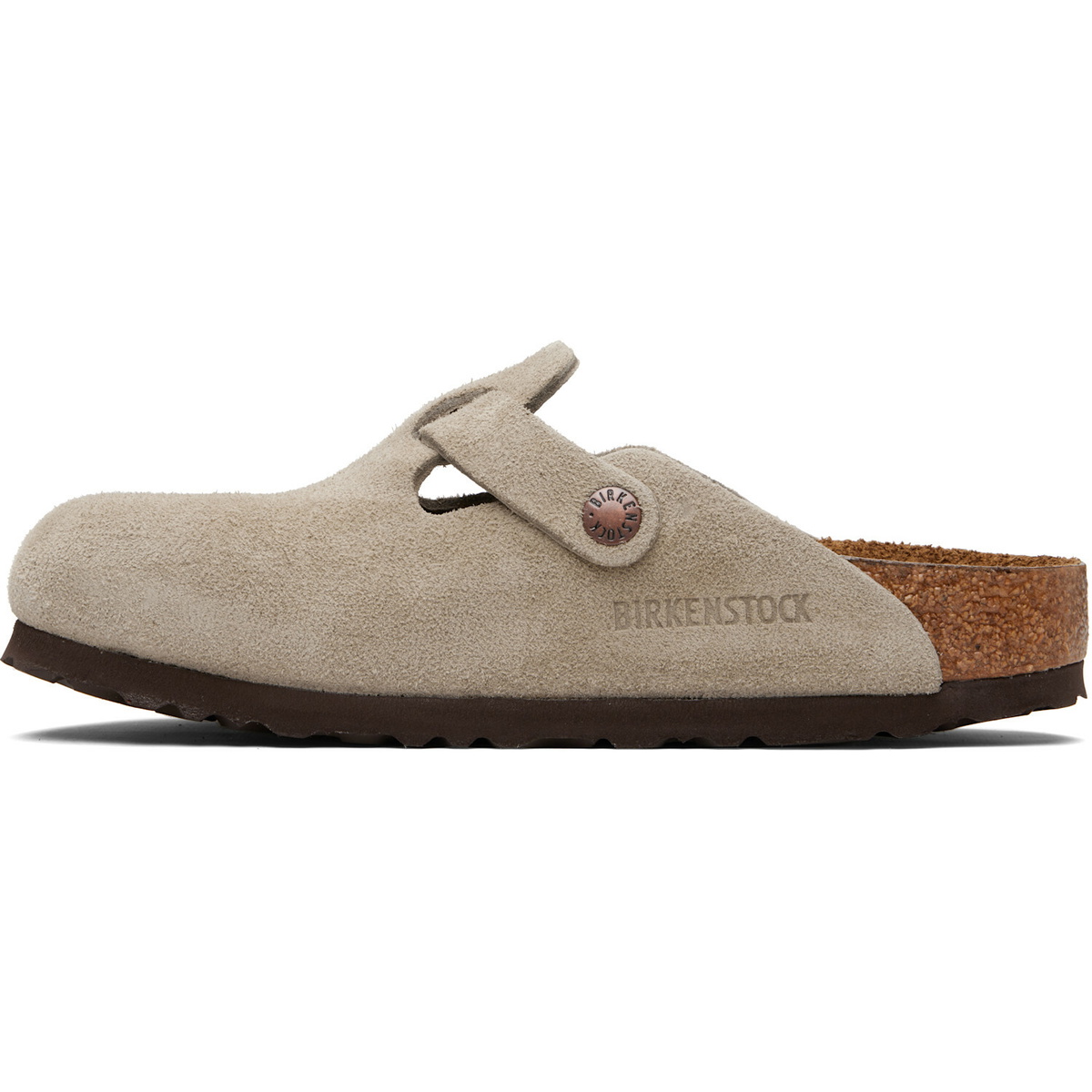 Birkenstock Taupe Regular Boston Soft Footbed Suede Leather Loafers