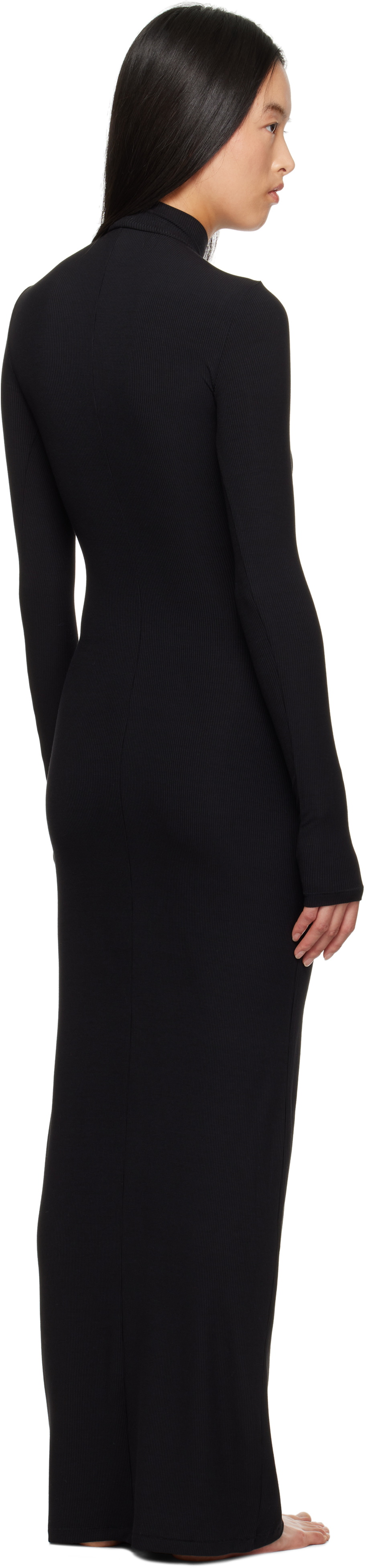 SKIMS Black Soft Lounge Turtleneck Maxi Dress