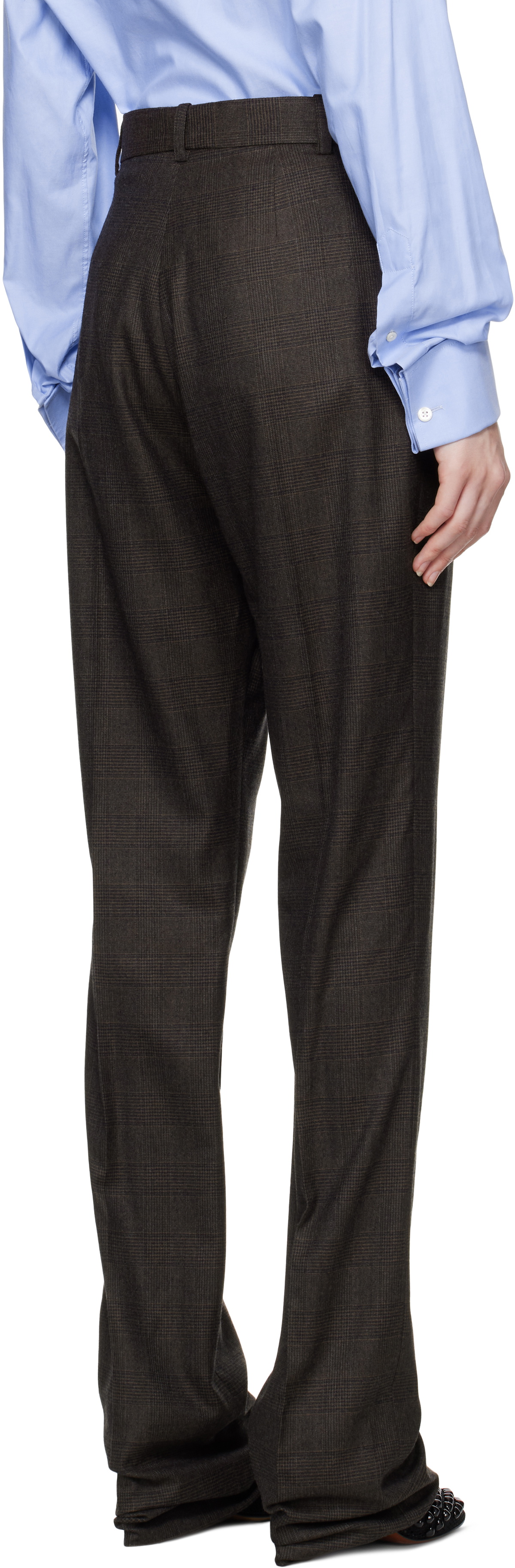 MARIE ADAM-LEENAERDT Brown Classic Slim Wool Trousers