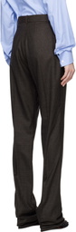 MARIE ADAM-LEENAERDT Brown Classic Slim Wool Trousers