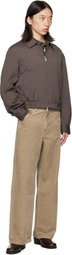 COOR Brown Wrinkle Reglan Wool Blouson Jacket