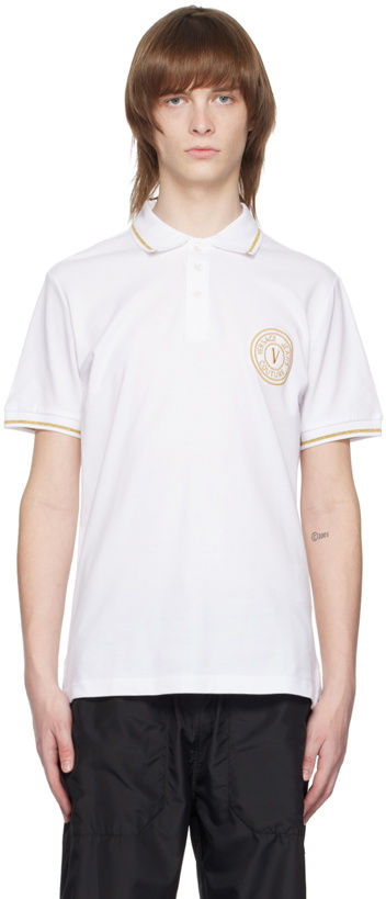 Photo: Versace Jeans Couture White V-Emblem Polo