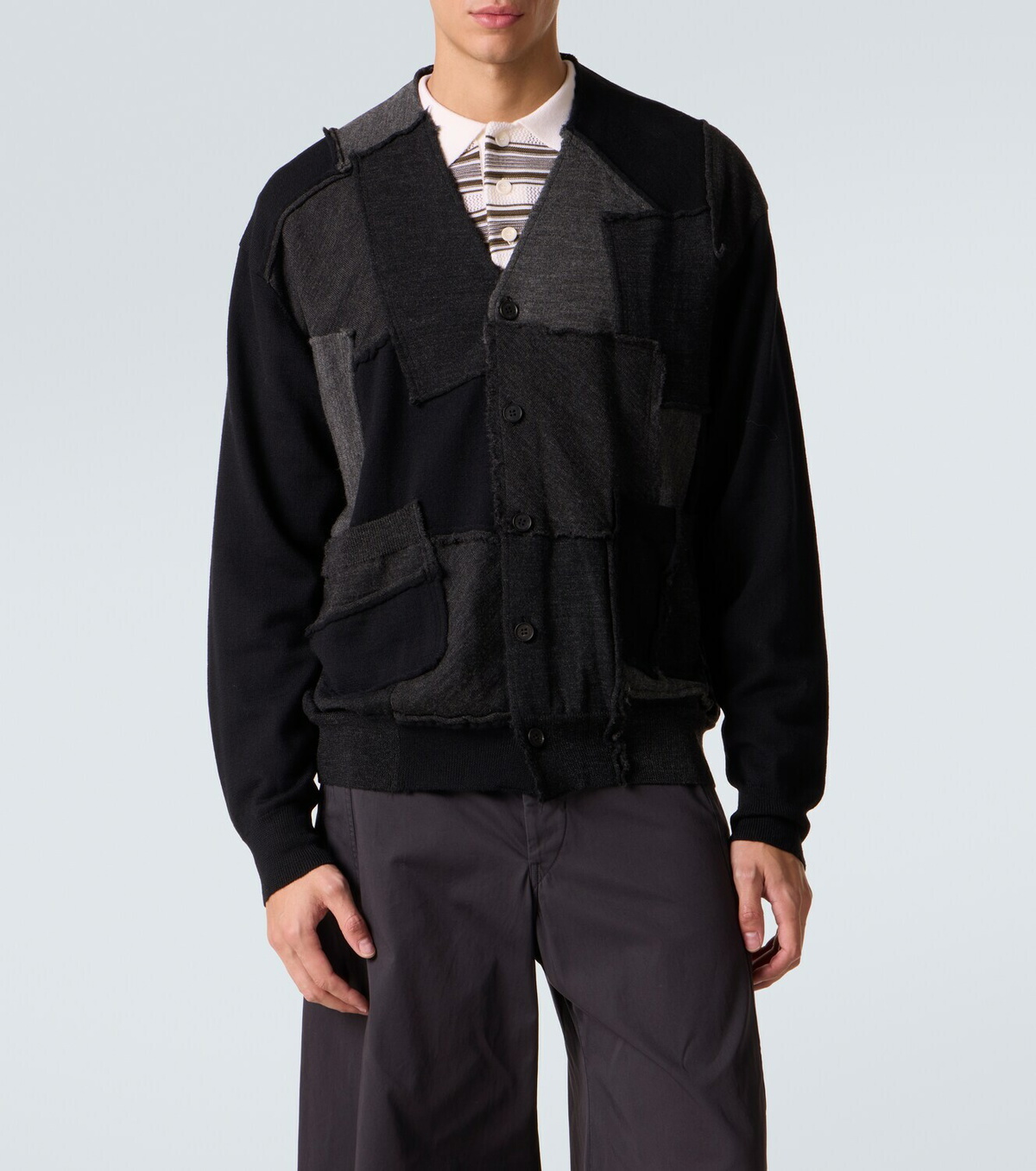 Comme des Garçons Homme Patchwork wool cardigan