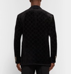 Gucci - Black Grosgrain-Trimmed Embroidered Velvet Blazer - Men - Black