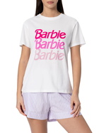MC2 Saint Barth Woman Cotton Jersey Crewneck T-shirt Emilie With Barbie Logo Print | Barbie Special Edition