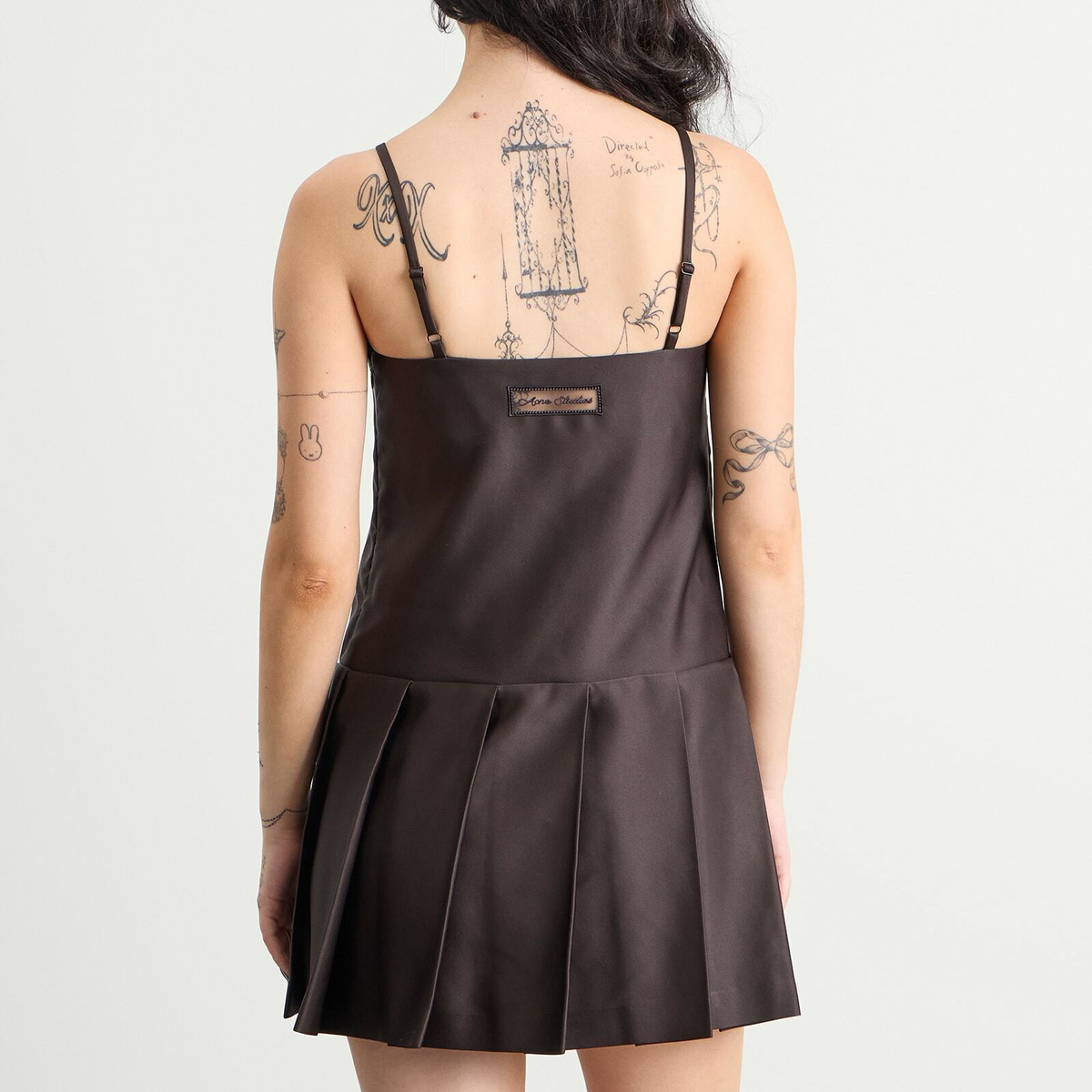 Acne Studios Women's Dary Technical Duchesse Dress in Dark Chocolate Brown