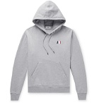 AMI - Slim-Fit Logo-Embroidered Mélange Loopback Cotton-Jersey Hoodie - Gray