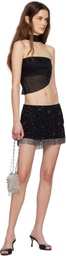 Mirror Palais Black Beaded Miniskirt