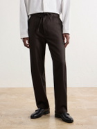 De Bonne Facture - Lounge Straight-Leg Wool Drawstring Trousers - Brown