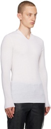 Ferragamo White V-Neck Sweater