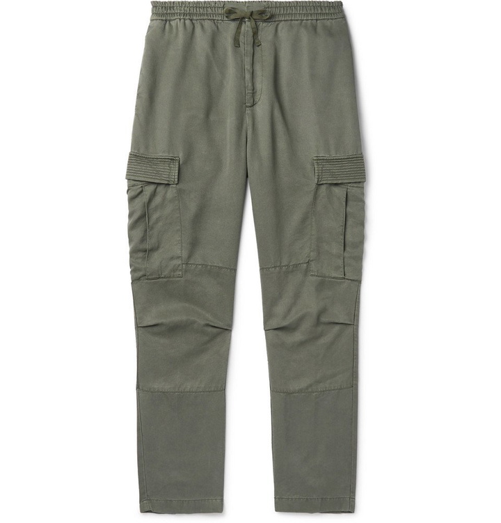 Photo: Officine Generale - Tapered Garment-Dyed Lyocell Cargo Trousers - Green