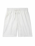 Brioni - Straight-Leg Herringbone Striped Silk-Seersucker Shorts - White