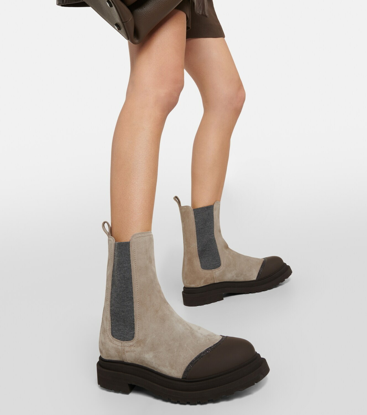 Brunello Cucinelli Embellished suede ankle boots