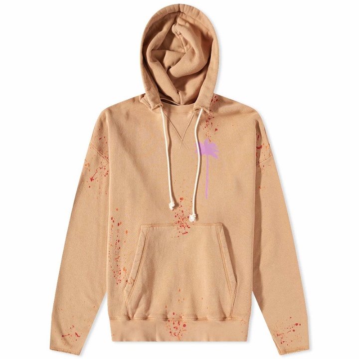 Photo: Palm Angels Men's Painted Popover Hoody in Camel Violet