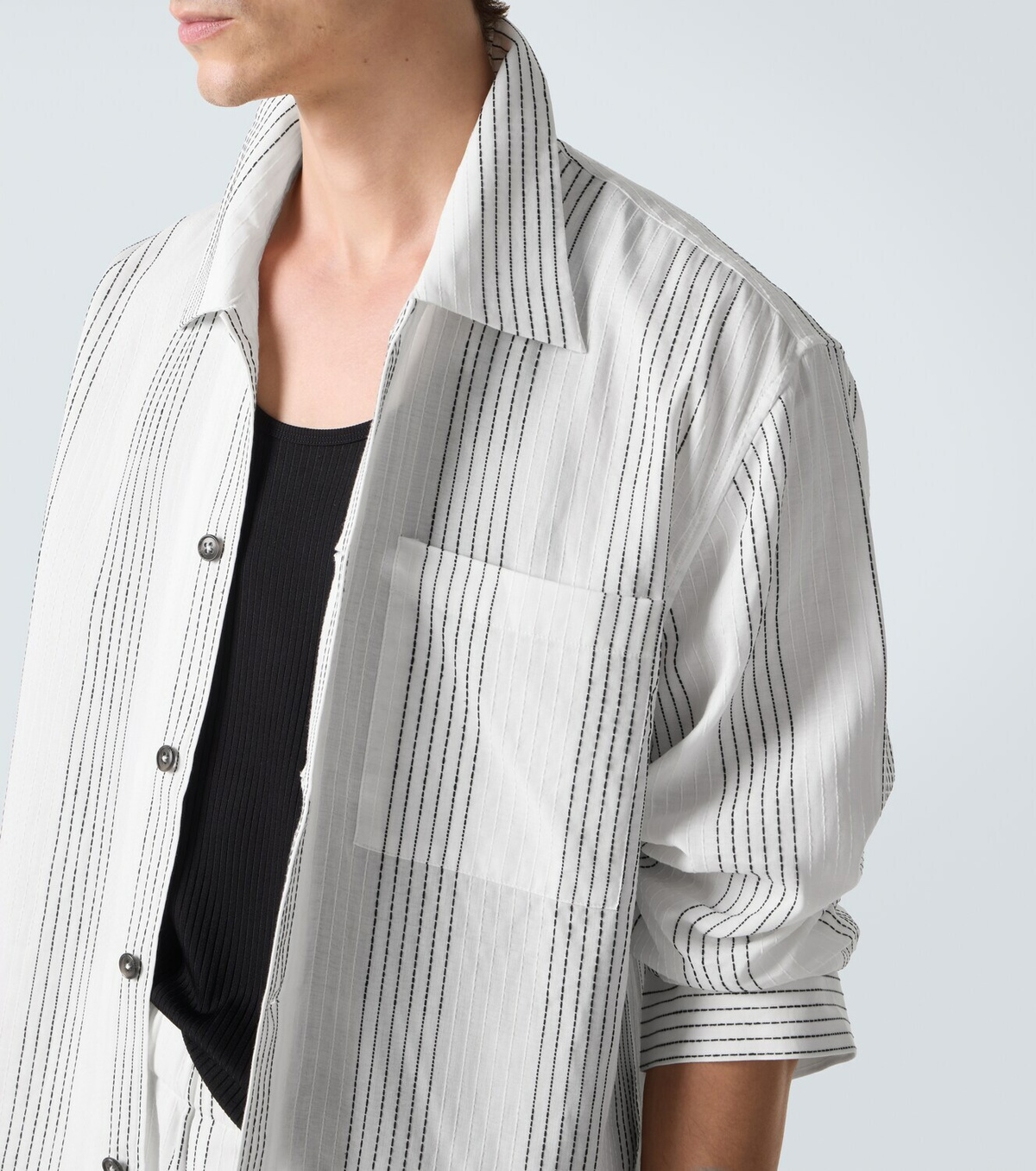 Commas Kantha striped cotton overshirt