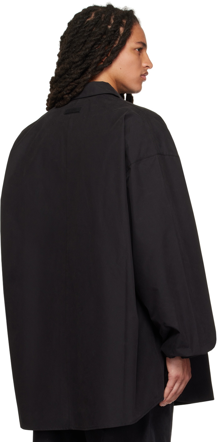 Essentials Black Spread Collar Shirt